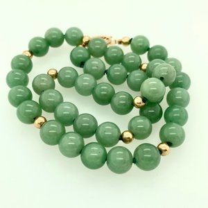 18 “ Jade Gold Bead Necklace with 14Kt Yellow Gold Clasp